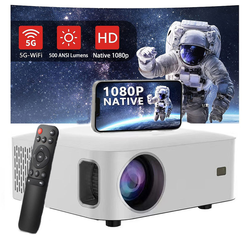 50.0 inçlik LCD Ekran Dayanıklı 200W taşınabilir akıllı projektör, hafif ev sineması mini projektör