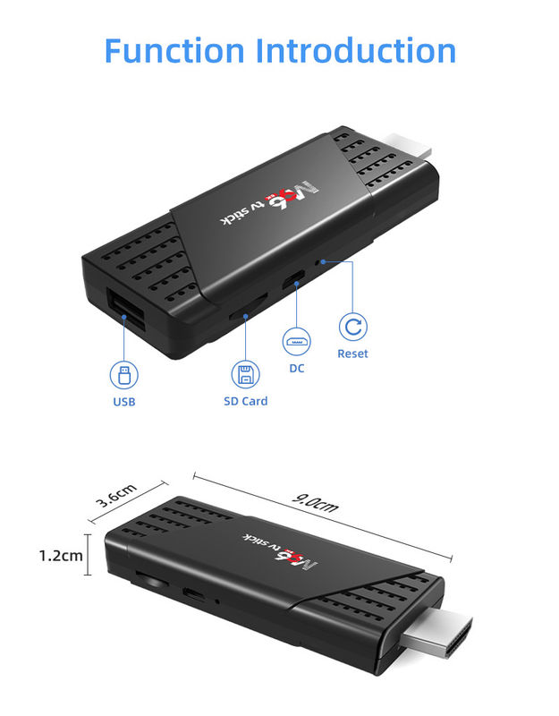 11.2x3.6x1.2cm M96 TV Stick OpenVG1.1 2.4G 5G WiFi VP6 Video Formatıyla