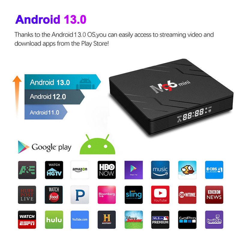 10 Bit Akıllı M96 Mini TV Kutusu H.265 4K 75fps Video Dekoder 4GB DDR4 RAM ile