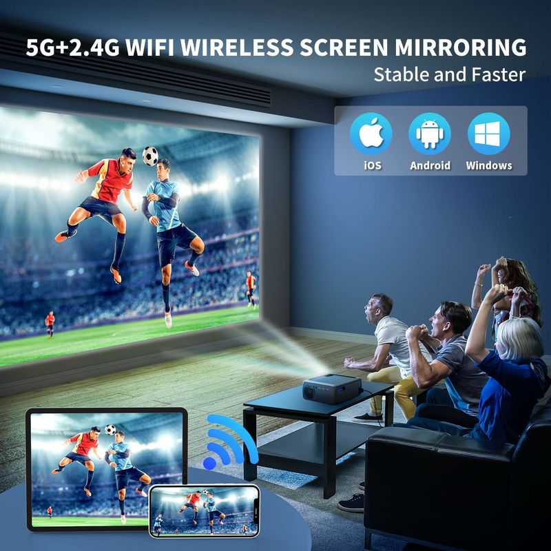 Dışarıdaki Elektrikli Odaklama LED + LCD HDMI Projector Android 9.0 HDMI IN, Bluetooth