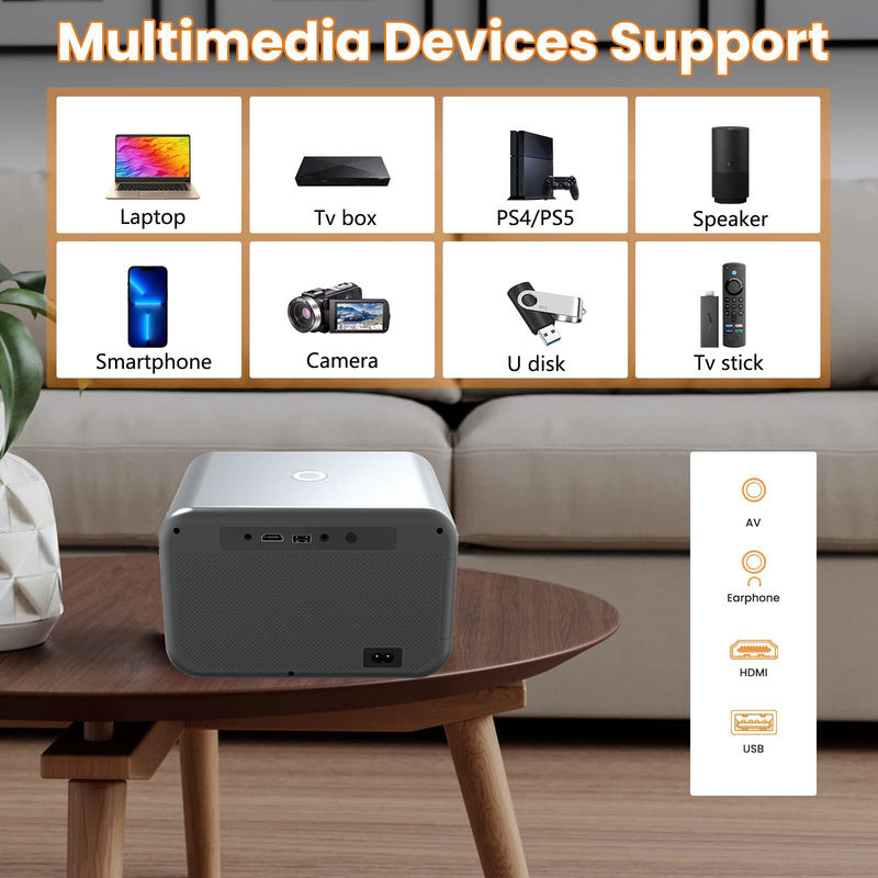 Elektrikli Odak LED+LCD HDMI projektörü 200 lumen, Destek ((IR) Kızılötesi ve 2.4G kablosuz kontrol