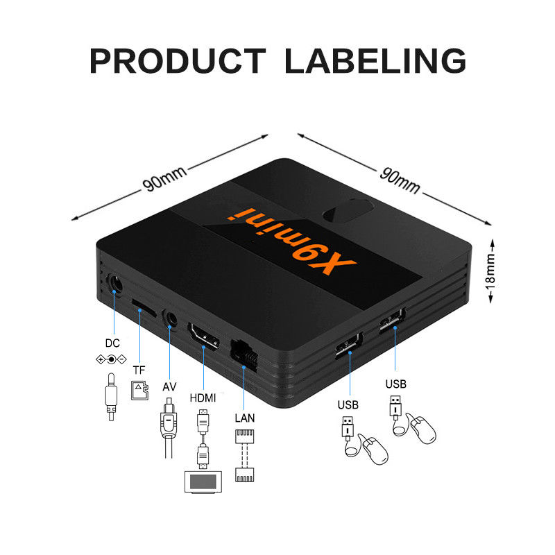 Ev TV X9 MINI Özel OEM Android Oyuncu Kutusu 4K Android WiFi TV Kutusu Android 9