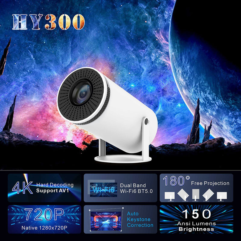 Taşınabilir LCD HY300 1280*720P Native çözünürlüğü 2.4G/5G/BT4 ile projektör.1