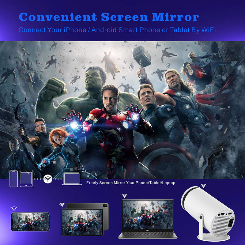 Android 11.0 Ev Tiyatrosu Projekörü HY300 Multimedia Amacı 150 ANSI Lumen 60W HDMI
